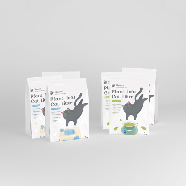 Tofu cat litter （Mixed flavors）3 milk and 3 green tea